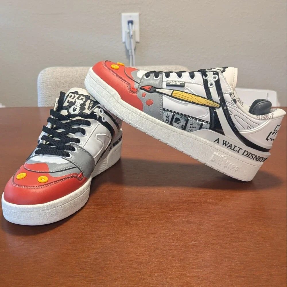 Bull Airs Shoes Steamboat Willie Mickey Mouse Shorthorns Sneakers Men's 11